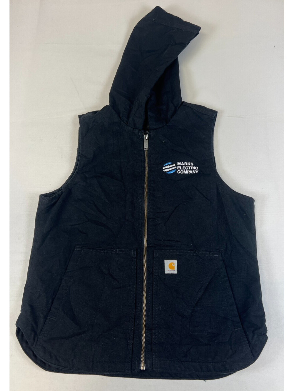 Carhartt OV3837-W Women Medium Black Quilted Lined Hooded Workwear Vest